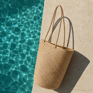 Woven <b>Straw</b> Eco-friendly Solid Color Tote <b>Bag</b> Beach Shoulder Handbag Vintage Bucket Carryall for Daily Travel - Product Image 6