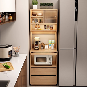 ตู้ข้างไม้สไตล์โมเดิร์นสำหรับช่องว่างในครัว ใช้ในบ้าน ตู้เก็บของแบบรวม ช่องเก็บ<span class=keywords><strong>ไมโครเวฟ</strong></span> - Product Image 2