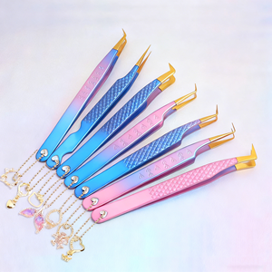 Бесплатный индивидуальный пинцет для наращивания ресниц с фибровым наконечником 75, 45, 90 градусов, высококачественный пинцет для объемного наращивания ресниц - Product Image 4