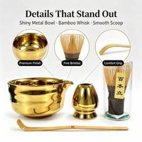 Ensemble cadeau de thé matcha en céramique dorée de luxe, logo personnalisé disponible, kit de cérémonie matcha japonaise pour cadeau