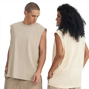 เสื้อกล้ามกีฬาผู้ชาย แขนกุด ผ้าถัก 100% คอตตอน ระบายอากาศได้ดี 220GSM ทรงโอเวอร์ไซส์ สำหรับฤดูร้อน ออกกำลังกาย เป็นมิตรกับสิ่งแวดล้อม สไตล์ฮิปฮอป - Product Image 1