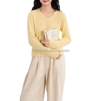 Pull en cachemire 100% pour femmes, col en V, tricot personnalisé, couleurs variées, vente en gros, motifs printaniers, couleurs unies, vente flash