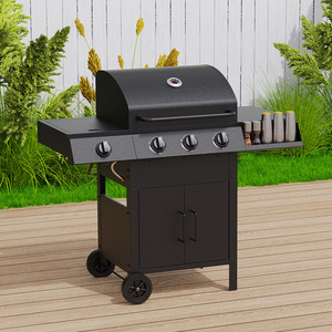 Dual Purpose Gas And Charcoal <b>BBQ</b> Grill 4 Burner With Side Burner Pizza Oven Function Outdoor Cooking Station - Product Image 2