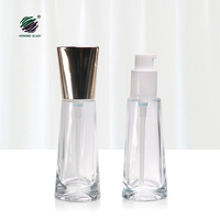 Nouveau design de bouteilles cosmétiques en verre transparent vides de 30ml avec distributeur de pompe à lotion à bec en plastique de 20mm pour la crème