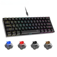 Portable 60% Mechanical Gaming Keyboard LED Backlit 61 Keys Mini Wired Office Gaming Keyboard Blue Switch for Laptop PC