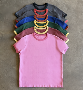 T-shirt vintage contrasté pour homme, 100 % coton épais, coupe ajustée, manches courtes, logo personnalisé OEM, tee-shirt décontracté d'été - Product Image 6