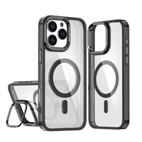 Étui de téléphone magnétique 2-en-1 pour iPhone 16 Pro Max, transparent, luxueux, protection de l'appareil photo, antichoc, support de téléphone portable, étui de téléphone portable