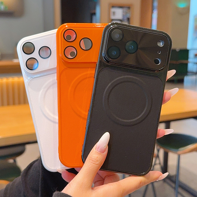 Magnetic Shockproof Minimalist Solid Color Full Lens Cover Case for iPhone 17 16 15 Pro Max Anti Drop Slim Protective Case