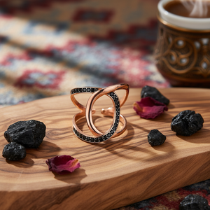 Unique Design Black CZ Stone and <b>Plain</b> Turkish Wholesale Handcrafted Sterling Adjustable Silver <b>Ring</b> Fine Jewellery - Product Image 3
