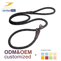 Collier personnalisé réfléchissant en corde tressée ronde pour la nuit, avec poignée renforcée en cuir véritable, accessoires de promenade pour animaux de compagnie