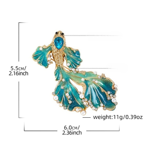 Broche de Lujo Barroco con Diseño de Pez Dorado, Tres Colores, Unisex, para Hombre y Mujer, Joyería Imprescindible, Regalo para Bodas y Ocasiones Especiales - Product Image 2