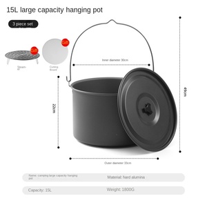 Açık kamp 15L büyük kapasiteli anodize alüminyum asılı Pot taşınabilir Ultra hafif vapur kamp piknik güveç tencere - Product Image 6