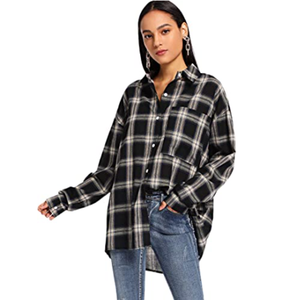 Deniswer Spring 2020 Casual Woven <strong>Flannel</strong> Cotton Plaid <strong>Shirt</strong> for <strong>Women</strong> - Product Image 1