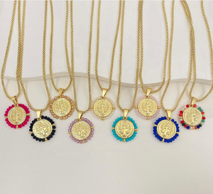 Bijoux fantaisie meilleure vente Religieux perles vierges Pendentif collier <span class=keywords><strong>saint</strong></span> Pour les femmes Cadeau - Product Image 1