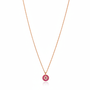 Collar de rubí con piedra de circón para mujer, colgante redondo, turco, hecho a mano, joyería de plata de ley 925 - Product Image 2