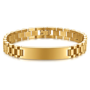 Bracelet manchette tendance 10MM en acier titane unisexe, bijou cadeau, couleurs argent, or, noir - Product Image 4