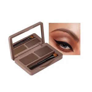 Benutzer definierte 2 Farben Augenbrauen Puder Make-up Palette Wasserdicht für Augenbrauen Private Label Kontur mit Spiegel und Pinsel Augenbrauen