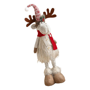 Elk PLUSH Estatuas de ciervos de pie Figuras de renos de Navidad de felpa hechas a mano Decoración de renos de Navidad - Product Image 4