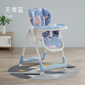 Chaise de salle à manger pliante pour bébé Chaise d'alimentation haute réglable et convertible pour bébé avec roue - Product Image 5