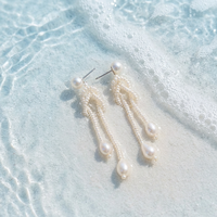 Boucles d'oreilles Aimgal géométriques à pampilles et perles baroques, design fermoir pour amoureux, broche en argent 925, bijoux pour fêtes et vacances