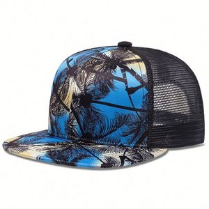 Wholesale Fashion Women Men Hip Hop Hawaii Print SnapBack Cap Summer Mesh Trucker <b>Hats</b> - Product Image 1