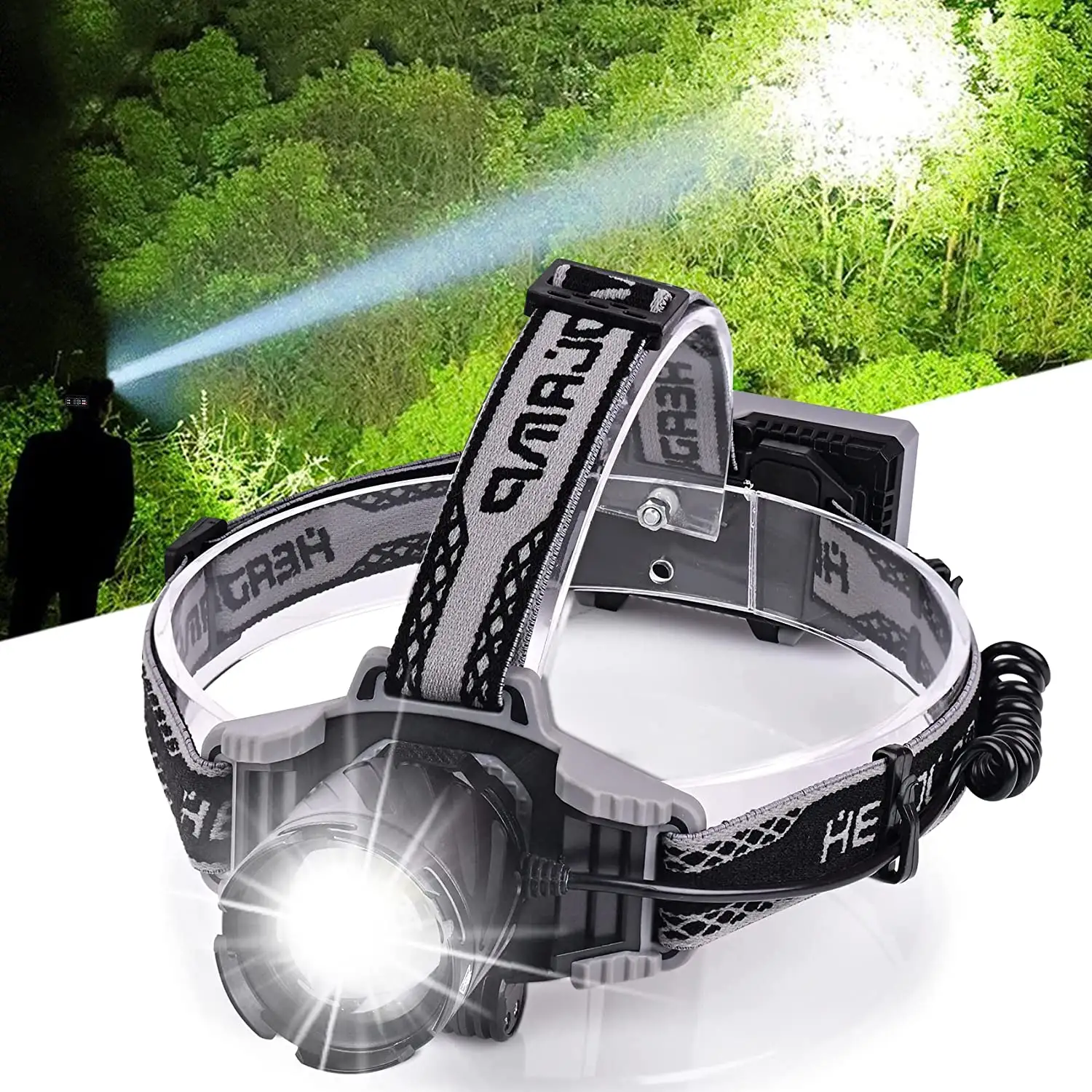 Helius 100000 Lumen with XHP99 4 Modes Zoomable Power Display Warn Light rechargeable usb led head torch headlights headlamp