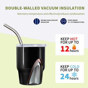 Nuevo TAMAÑO DE Metal 2oz Mini vaso de chupito de acero inoxidable 304 vasos aislados para licor y Expresso con tapa de pajita - Product Image 3