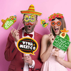 Decoraciones para Cabina de Fotos del Carnaval Mexicano Cinco de Mayo, Accesorios Festivos para Fiestas Latinoamericanas, Papel de Colores Brillantes, Decoración de Halloween - Product Image 5