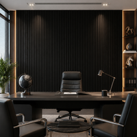 Panel de Pared Acanalado Ynori WPC Negro Mate 160x22mm Antideslizante Resistente a la Humedad para Oficina