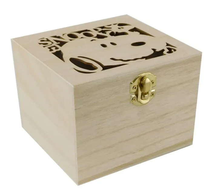 <span class=keywords><strong>Snoopy</strong></span> forma caja de madera corte láser caja de dibujos animados