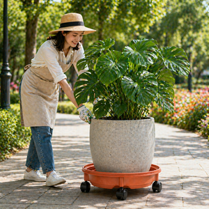Chariot à plantes robuste avec roulettes pivotantes à 360 degrés et support de plantes à roulettes verrouillables pour intérieur et extérieur - Product Image 6
