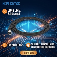 Ensemble de câbles KRONZ M12 pré-assemblé, connecteur femelle droit de 2 m, alliage PVC noir, blindé IP67, applications industrielles pour capteurs