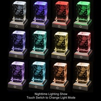Cadeau saint valentin lumière cristal Rose RGB lampe K9 3D Laser gravé cristal Cube veilleuse cadeau de mariage pour femme petite amie