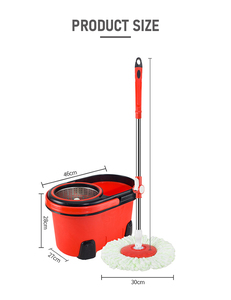 Chổi lau nhà tự vắt xoay <span class=keywords><strong>360</strong></span> độ, chất liệu <span class=keywords><strong>microfiber</strong></span> thần kỳ, đầu tròn, cán inox và xô đựng nước - Product Image 2