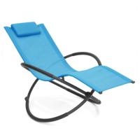 Fauteuil de jardin pliant à bascule en métal noir, ergonomique, avec dossier en maille Teslin, anti-basculement, appui-tête amovible