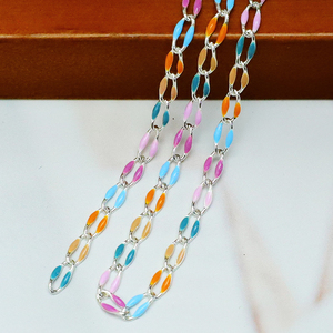 Cadena de eslabones de rosario multicolor de moda para la fabricación de collares, accesorios de cadena de papel con clip de colores esmaltados hechos <span class=keywords><strong>a</strong></span> mano de latón chapado en <span class=keywords><strong>oro</strong></span> - Product Image 5