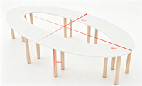 Ensemble table et chaises ovales modernes en bois Moetry pour aire de jeux intérieure, idéal pour les écoles et les fêtes d'enfants, couleur blanc