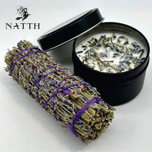 Ароматические свечи NATTH из соевого воска с белым шалфеем и лавандой для очищения энергии дома, с пало санто и кедром для обрядов сжигания (смужинга) - Product Image 3