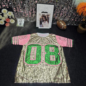 T-<span class=keywords><strong>shirt</strong></span> oversize ample streetwear hip hop # T-<span class=keywords><strong>shirt</strong></span> de <span class=keywords><strong>baseball</strong></span> Harajuku d'été pour femmes, couleur unie, paillettes brillantes, manches courtes - Product Image 5