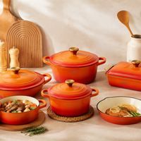 Ensemble d'ustensiles de cuisine en fonte émaillée OEM en gros, multi-pièces, pour la maison, la cuisine et la restauration
