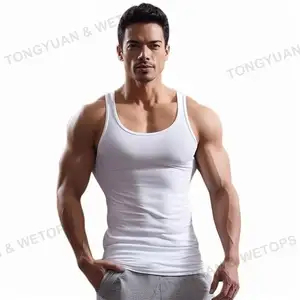 Grande taille T-shirts hommes coton blanc sans couture Fitness musculation maillot de corps formation String Singlet Gym débardeurs gilet pour hommes