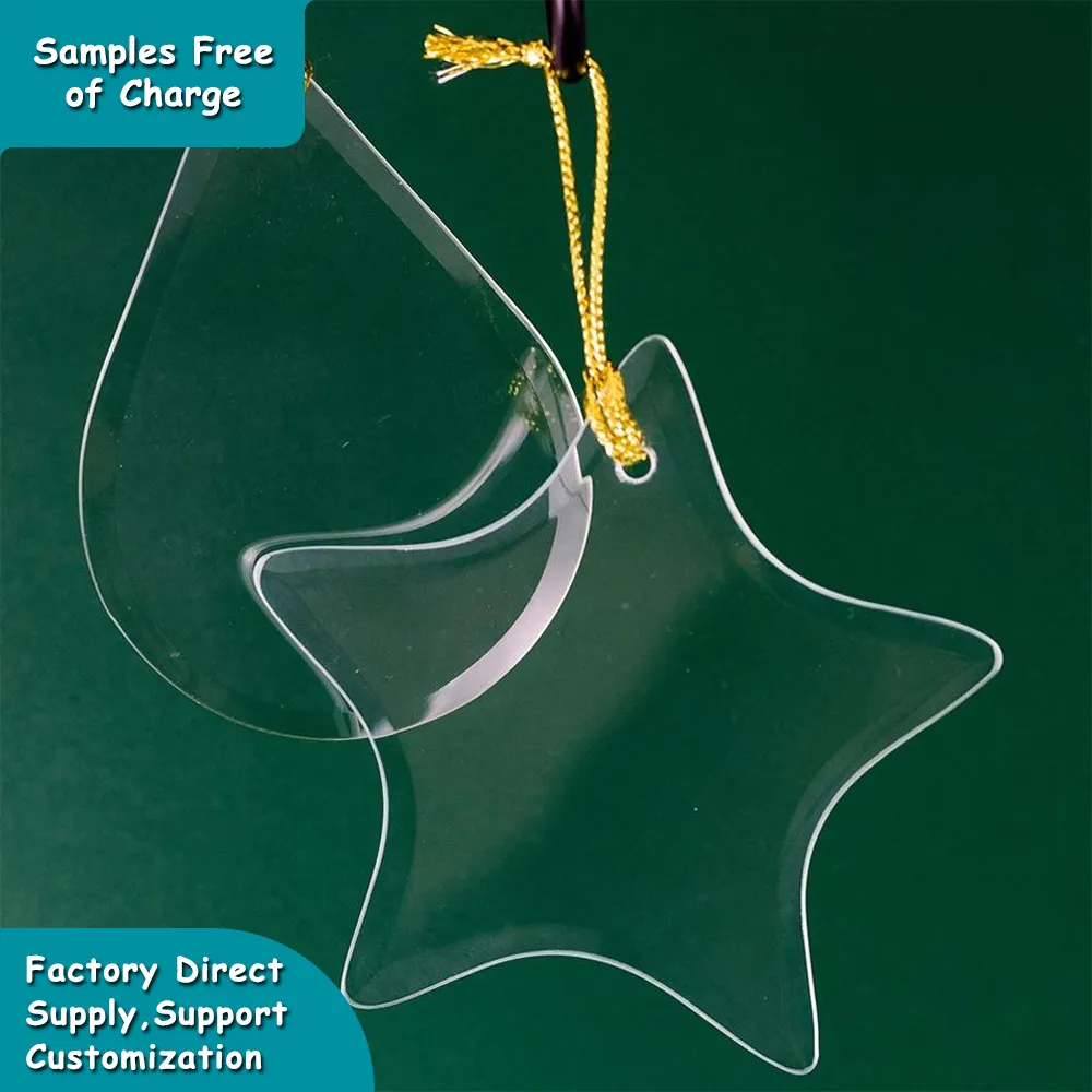 Handmade Transparent Clear Sublimation Blanks Glass Christmas Tree Ornament For Christmas Decoration Gifts