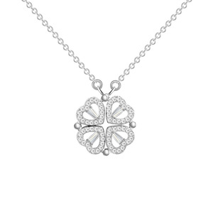 Bestseller gioielli di moda Custom rame san valentino regalo da donna regalo diamante magnete <span class=keywords><strong>cuore</strong></span> quadrifoglio collana - Product Image 3