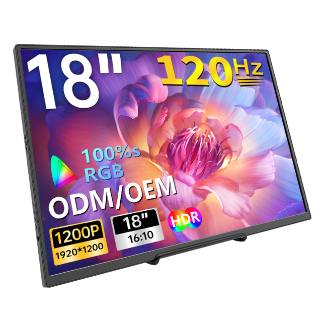 18 Inch Portable Monitor 120Hz 1080P HDR 100% SRGB / USB-C IPS Display OEM ODM Factory Direct