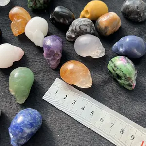 Natural Crystal Skulls Carving Polished Healing Stone Quartz Yellow Jade Amethyst Skulls