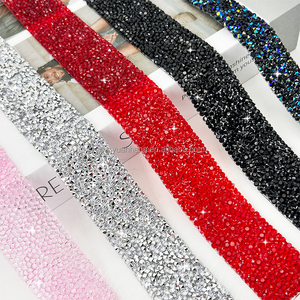 5 Yards cristal strass ruban diamant <span class=keywords><strong>Bling</strong></span> ruban Wrap ruban étincelant résine Hotfix Costume accessoires pour bricolage Art artisanat - Product Image 4