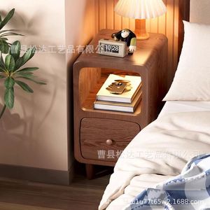 En stock: Mesita de noche mini de madera, mesita de noche ultraestrecha de estilo nórdico, mini mesa auxiliar para dormitorios pequeños. - Product Image 1