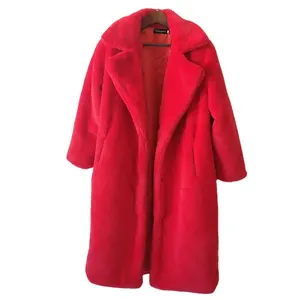 Winter Wholesaler Long Mink Rabbit Rex Fur Coat Women Fashion Rose Madder Furs Warm Coat Faux Fox Fur Coat