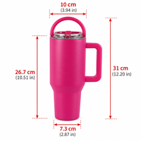 Gobelet isotherme en acier inoxydable 304 de 40 oz, grande capacité, personnalisé, avec paille et poignée, pour les voyages en extérieur, vente en gros