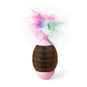 <b>Cat</b> <b>Scratching</b> Ball Corrugated Cardboard Feather Toy Claw Sharpener For <b>Cats</b> Self Entertaining Pet Toy - Product Image 1